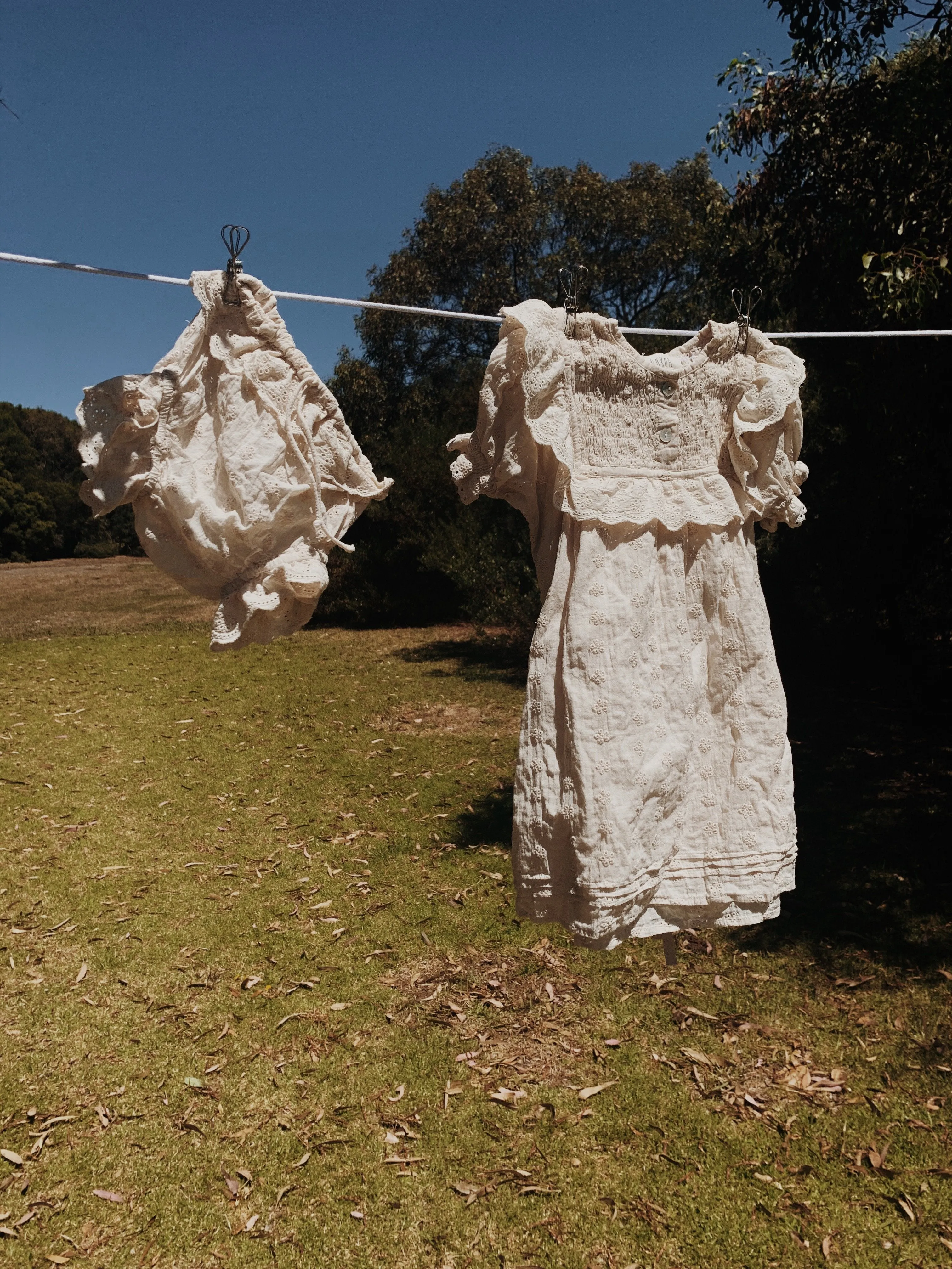 100% RECYCLED COTTON - ANNABELLE GIRL'S DRESS ANTIQUE WHITE