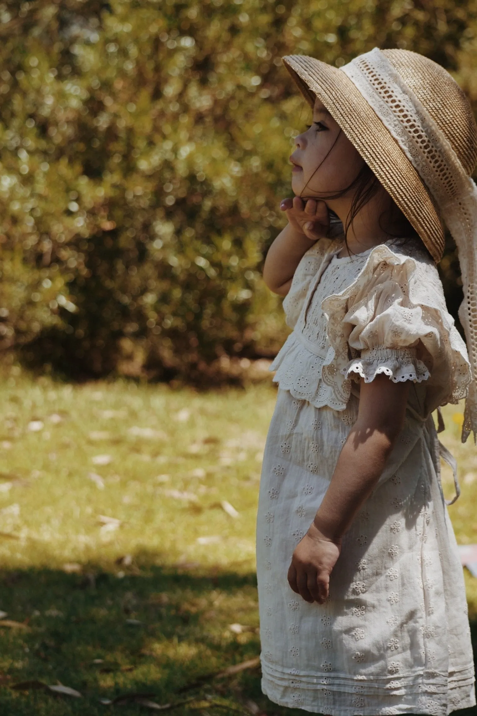 100% RECYCLED COTTON - ANNABELLE GIRL'S DRESS ANTIQUE WHITE