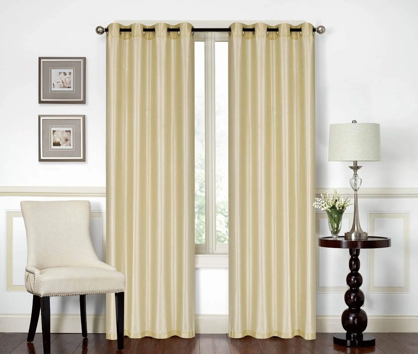 All American Collection New Elegant Modern Contemporary Faux Silk Curtain Panel Plain Colors Available