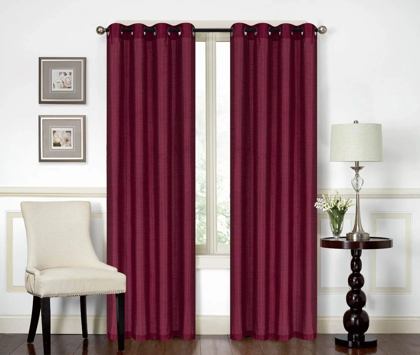 All American Collection New Elegant Modern Contemporary Faux Silk Curtain Panel Plain Colors Available