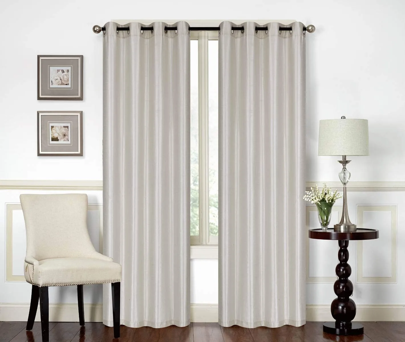 All American Collection New Elegant Modern Contemporary Faux Silk Curtain Panel Plain Colors Available