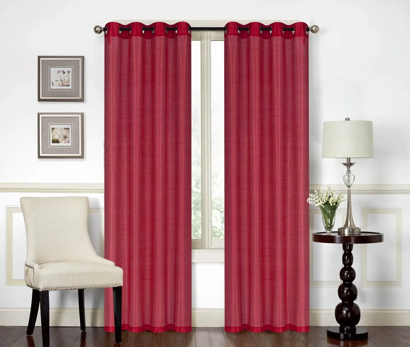 All American Collection New Elegant Modern Contemporary Faux Silk Curtain Panel Plain Colors Available