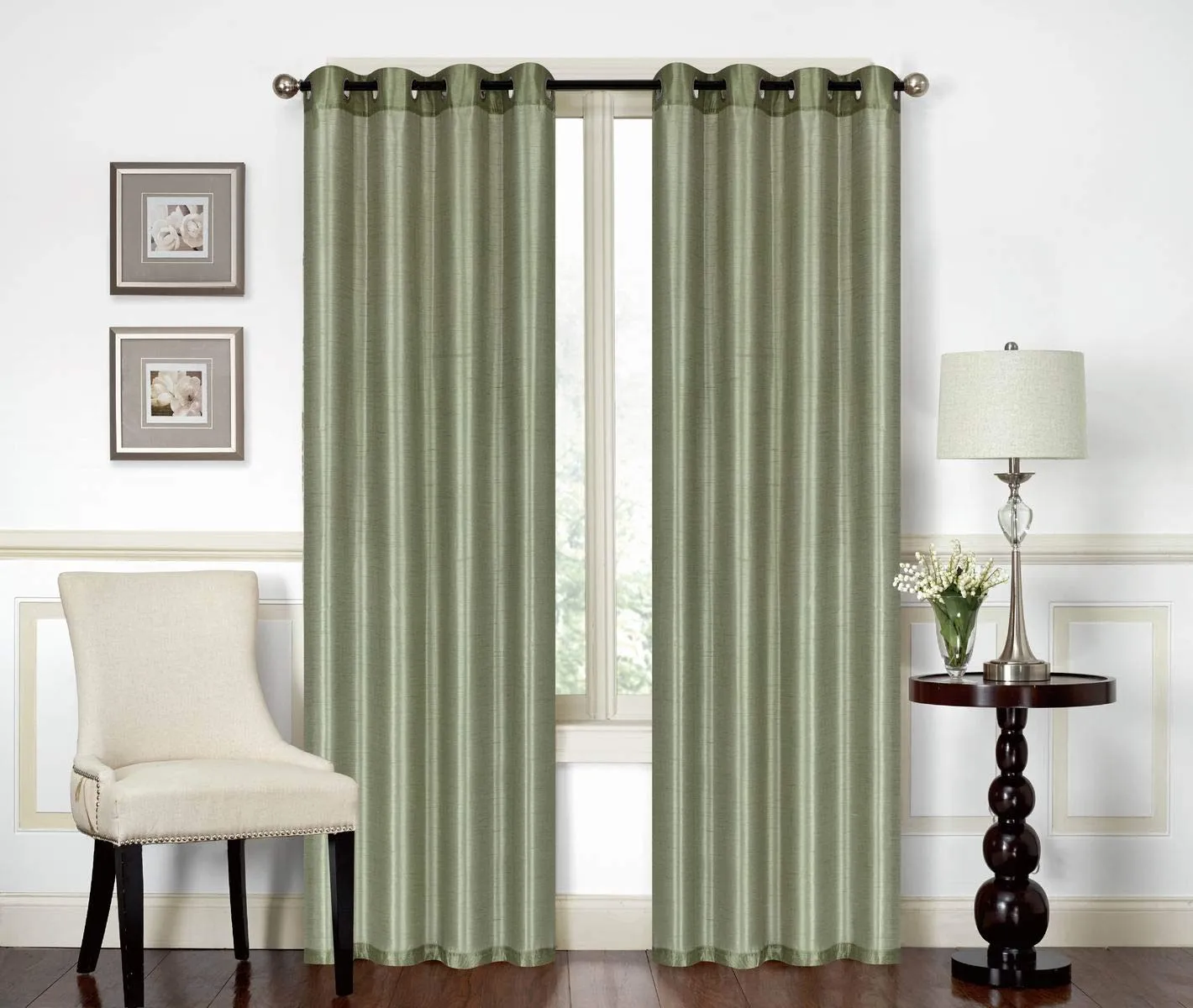 All American Collection New Elegant Modern Contemporary Faux Silk Curtain Panel Plain Colors Available