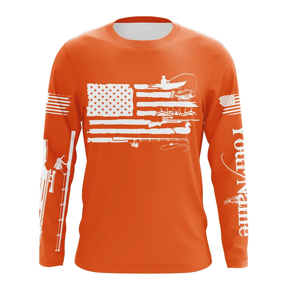 American Flag 3D Long Sleeve Multicolor Fishing Hunting Shirt For Fisherman Hunter