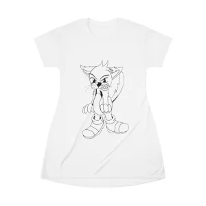 Angry Cat All Over Print T-Shirt Dress