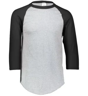 Augusta 2.0 Athletic Heather/Black 3/4 Sleeve Adult Baseball Tee