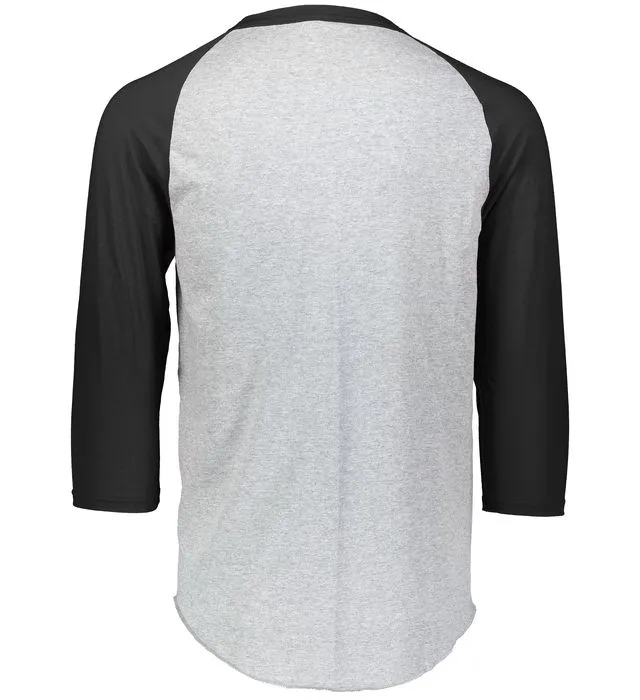 Augusta 2.0 Athletic Heather/Black 3/4 Sleeve Adult Baseball Tee