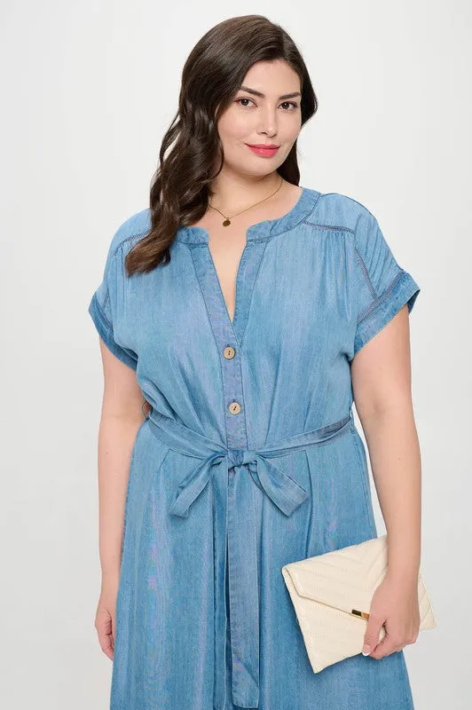 BLU113 - CURVY CHAMBRAY DRESS