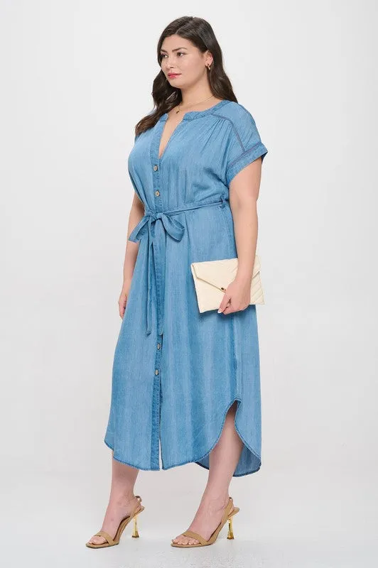 BLU113 - CURVY CHAMBRAY DRESS