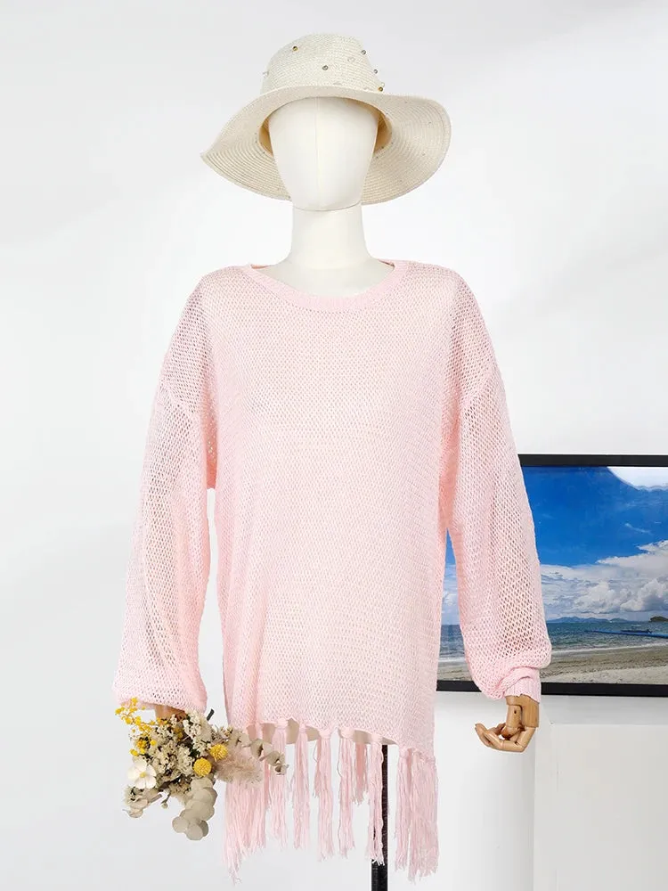 Boho Dreams Knitted Tassel Beach Blouse