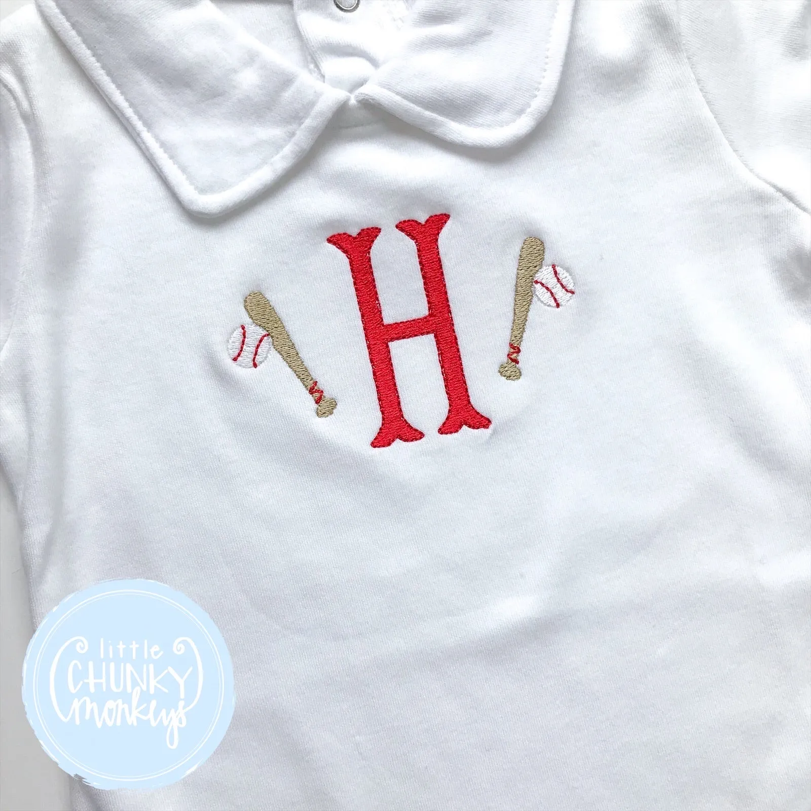 Boy Peter Pan Romper- Baseball Initial