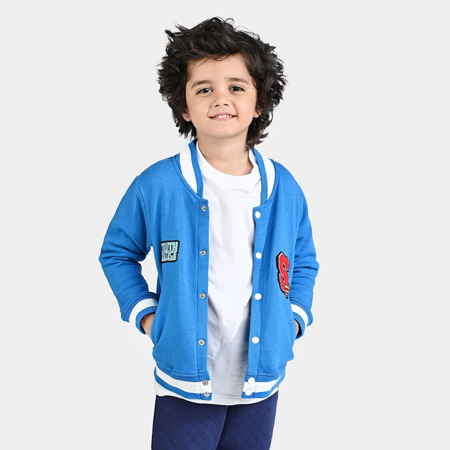 Boys Fleece Knitted Jacket-Blue