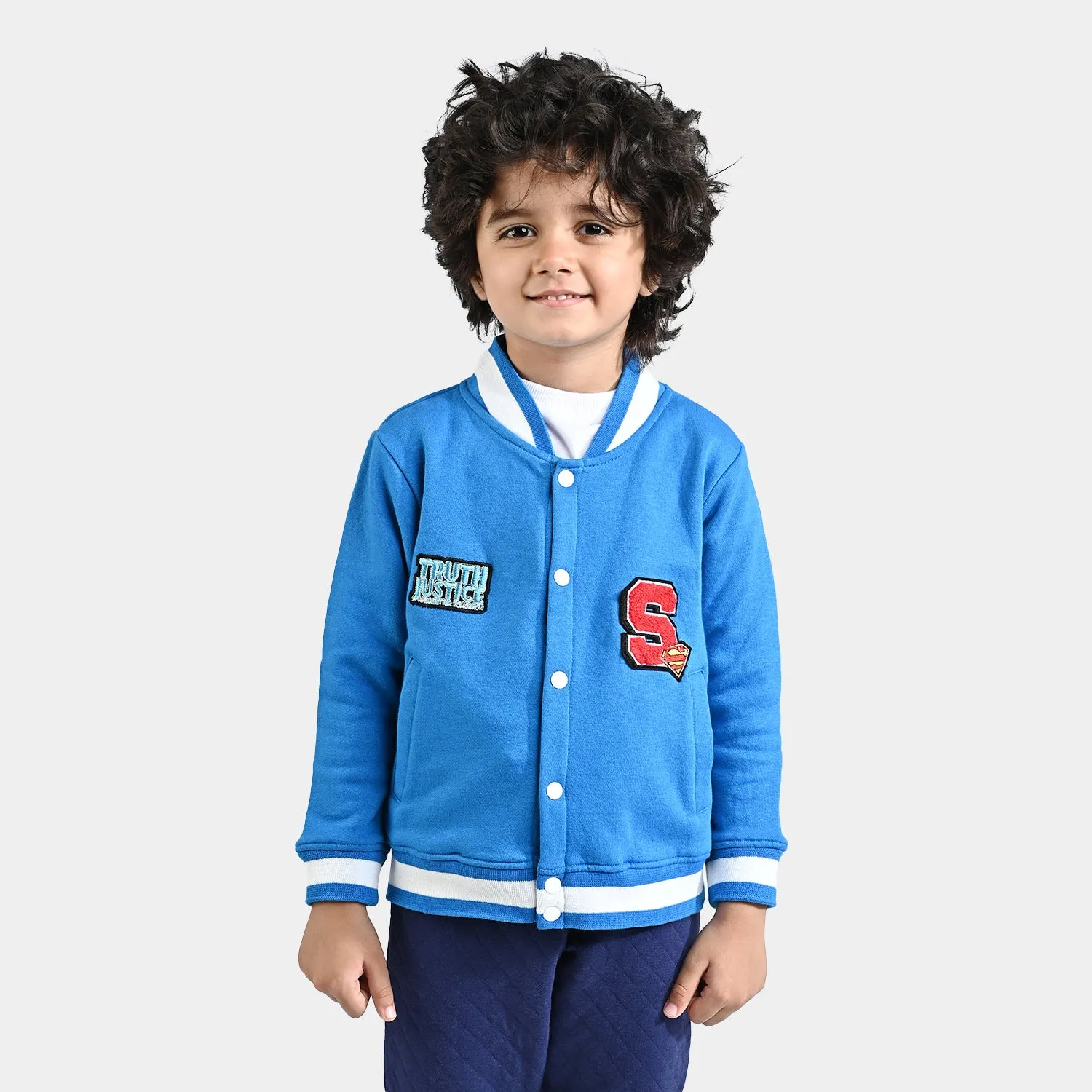 Boys Fleece Knitted Jacket-Blue