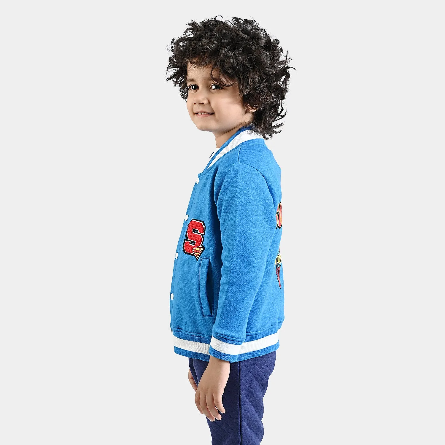 Boys Fleece Knitted Jacket-Blue