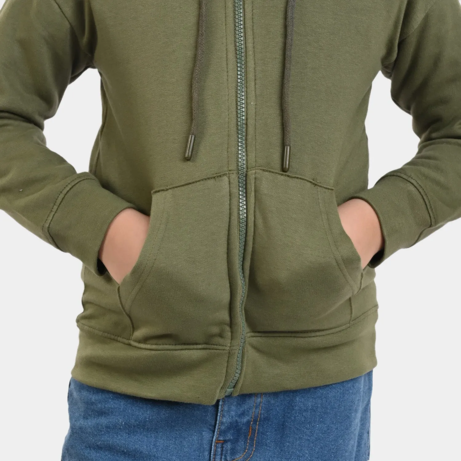 Boys Knitted Zipped Jacket Basic-Olive