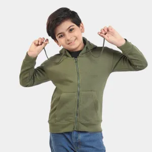 Boys Knitted Zipped Jacket Basic-Olive