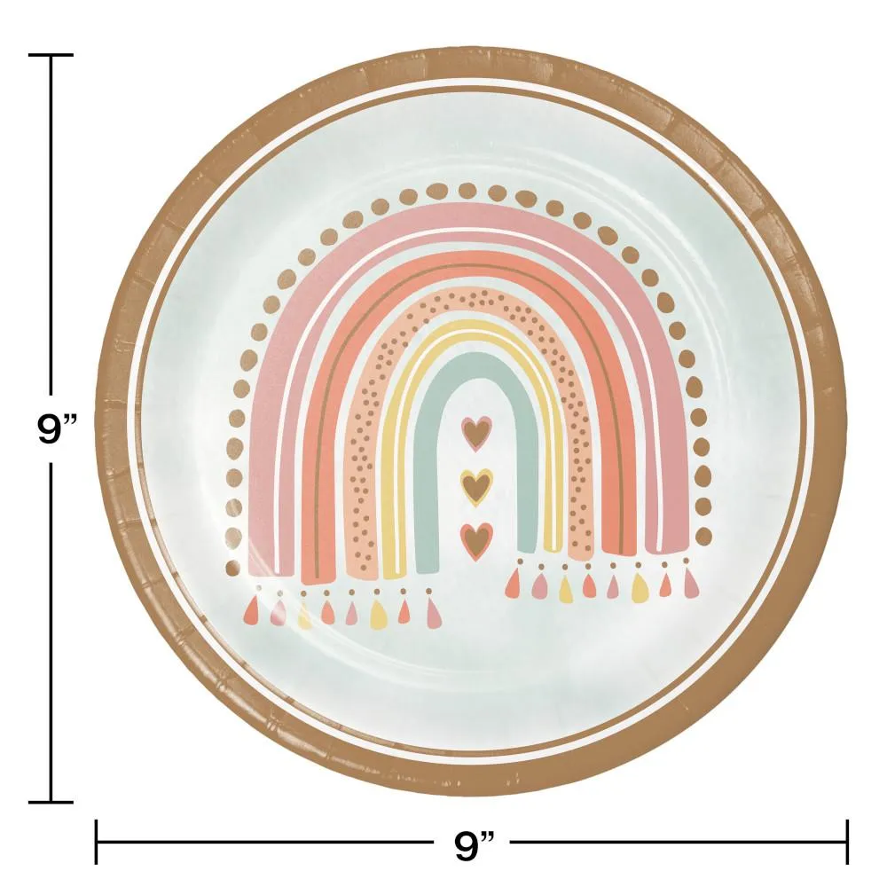 Bulk Boho Rainbow Paper Dinner Plates (96 per Case)