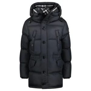 BURBERRY LOCKWOOD HOODED CHECK DOWN JACKET BLACK