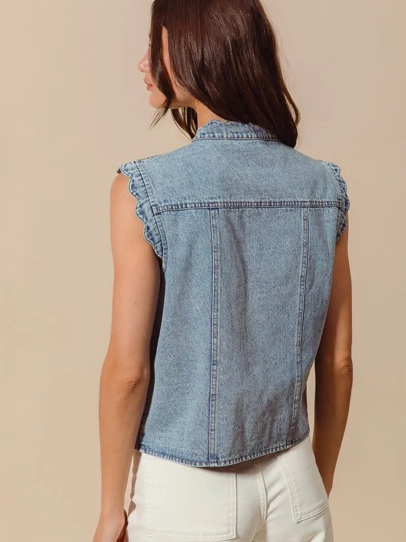 Button Up Denim Vest