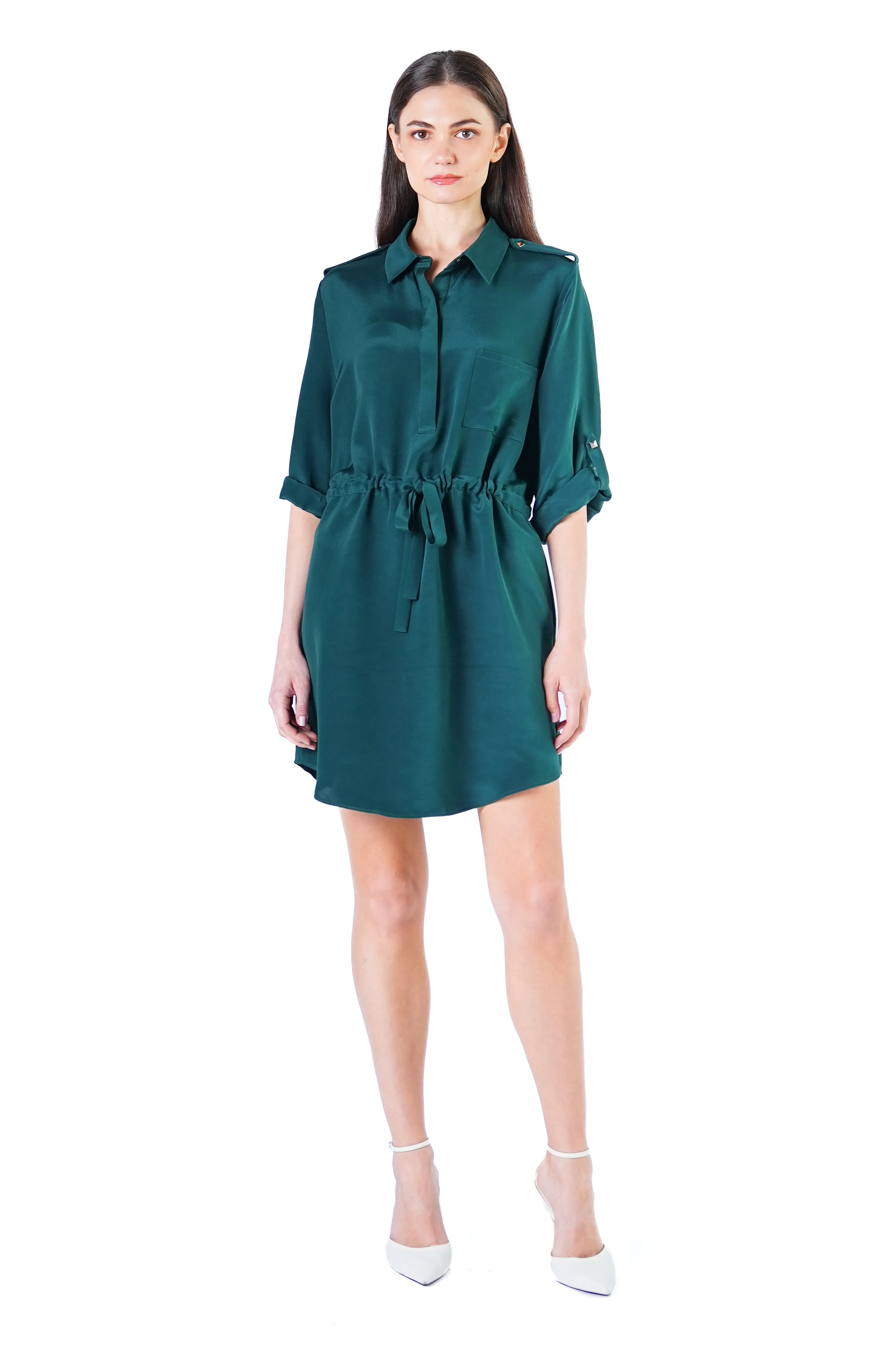 Charlie Silk Crepe Shirtdress