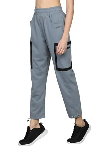 CHKOKKO Women Designer Stylish Regular Fit Casual Poly Cotton Track Pants SlateGrey L