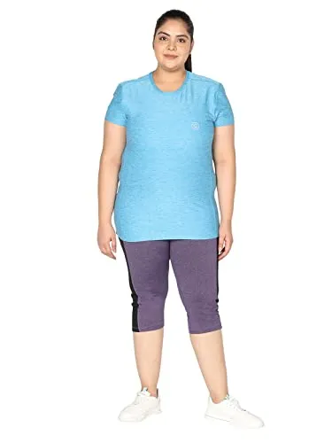 CHKOKKO Women Plus Size Yoga Gym Sport Workout Capri Self Purple XXL