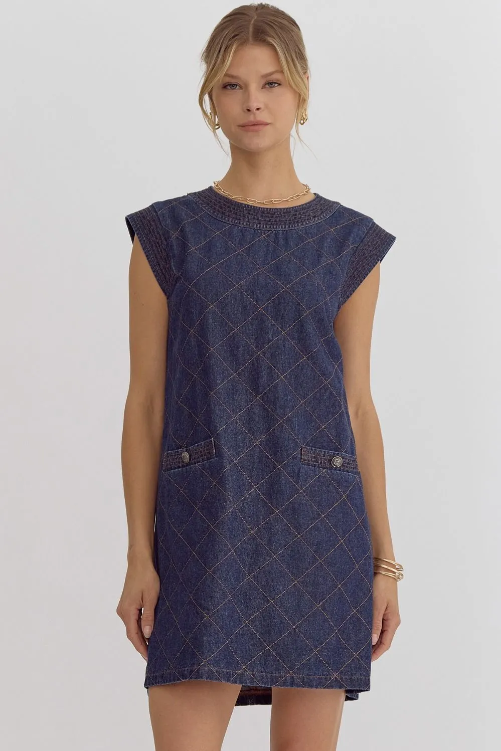 Chris Denim Round Neck Sleeveless Dress *FINAL SALE*