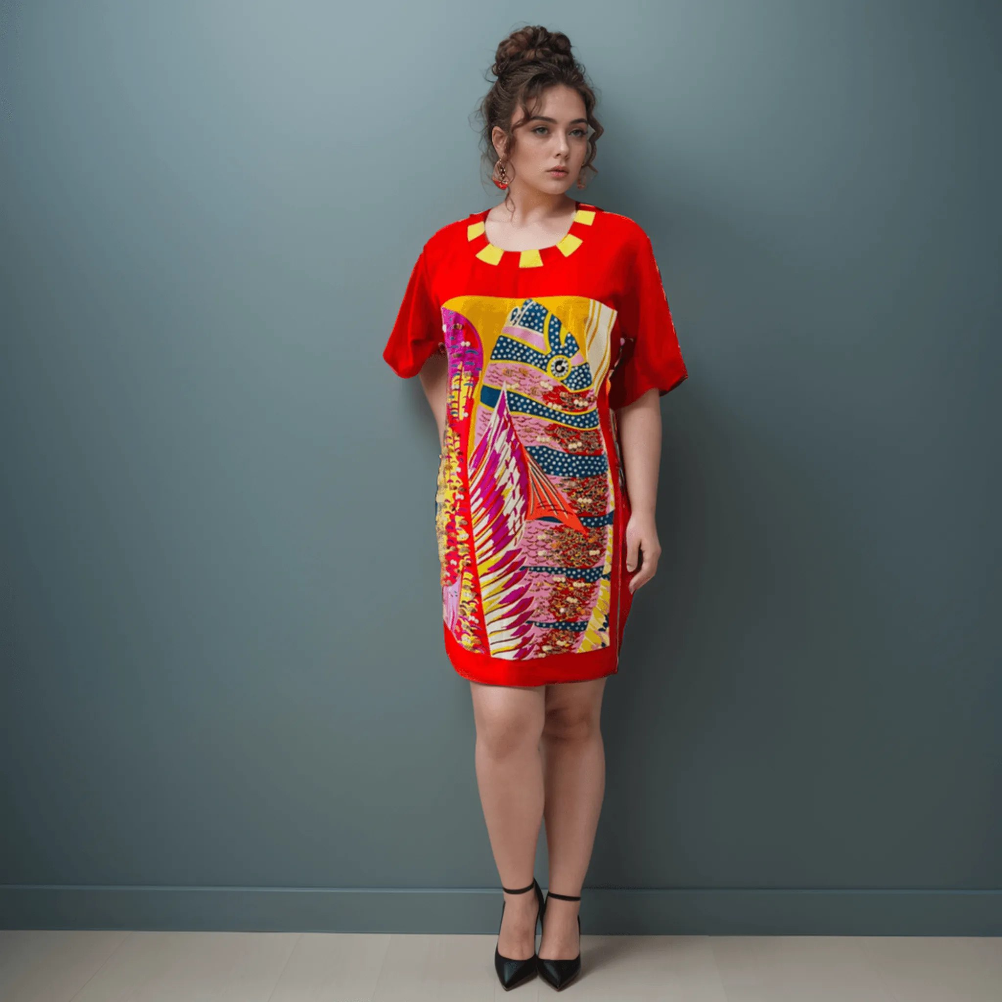 Crimson Blow Fish T-Shirt Dress