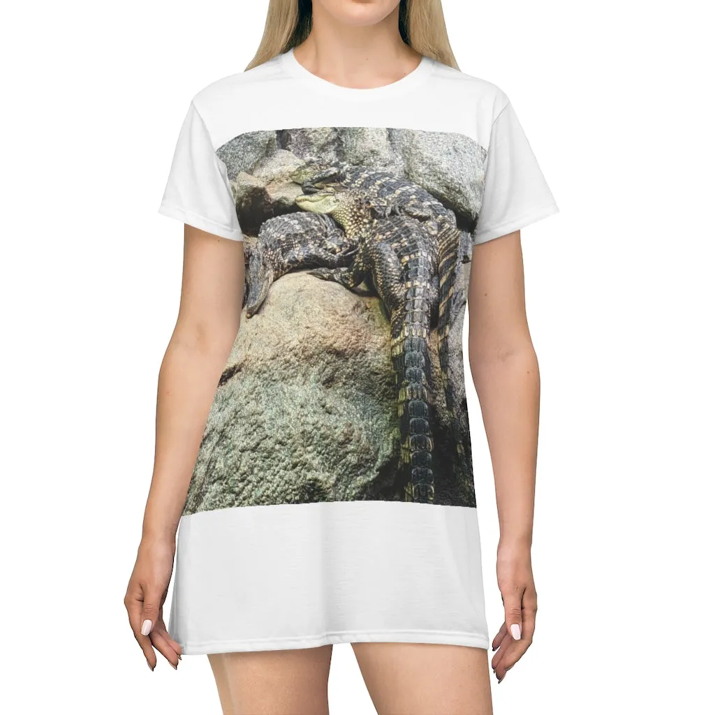 Crocodiles All Over Print T-Shirt Dress