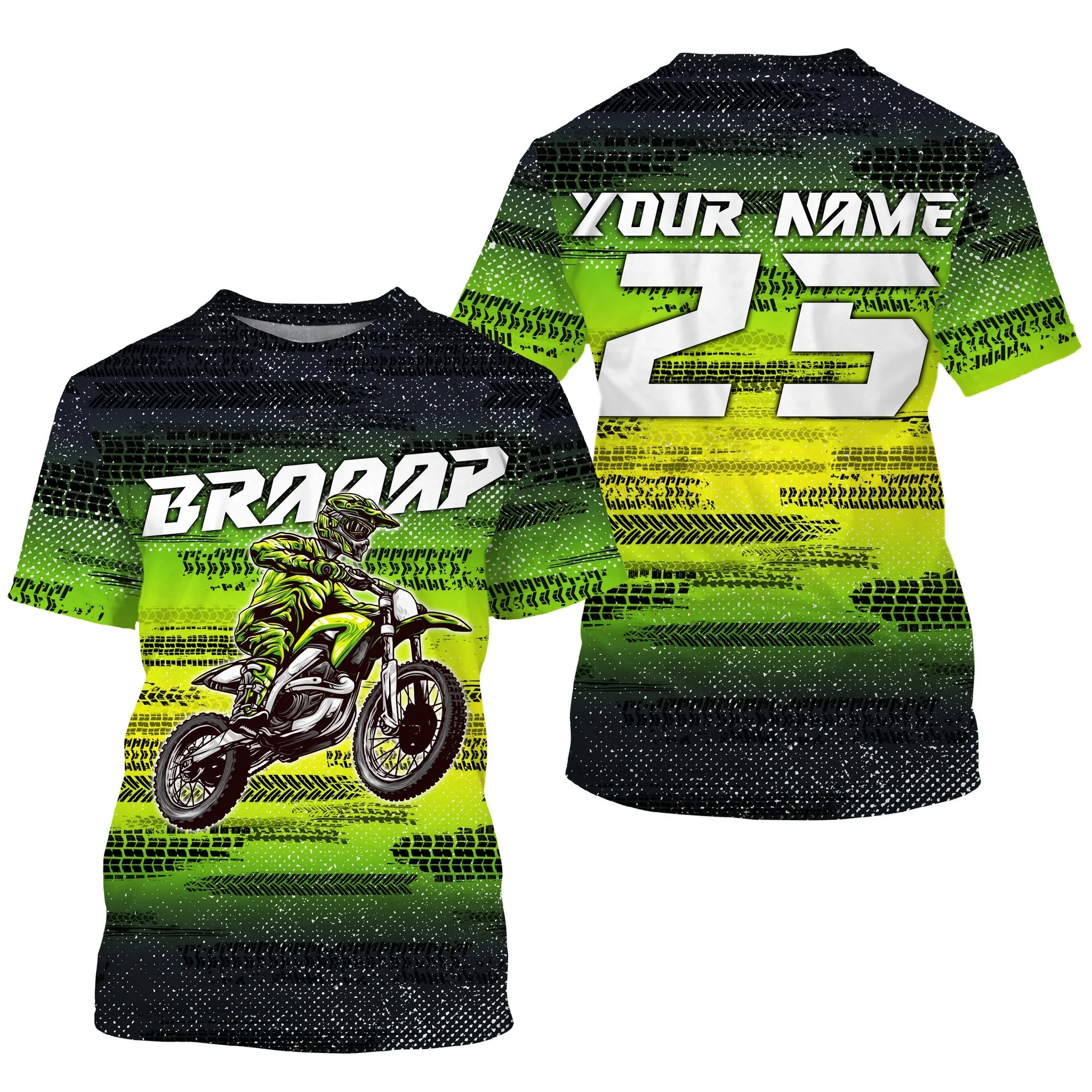 Custom Dirt Bike Jersey 3D Long Sleeve Upf30  Mx Racing Green Motocross Off-Road Shirt Motorcycle