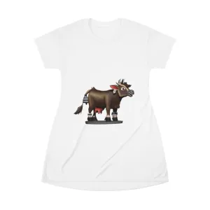 Dark Brown Cow All Over Print T-Shirt Dress