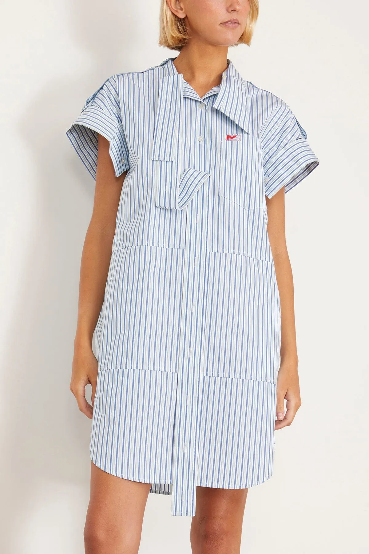 Deconstructed Shirt Dress in Blue/Aqua