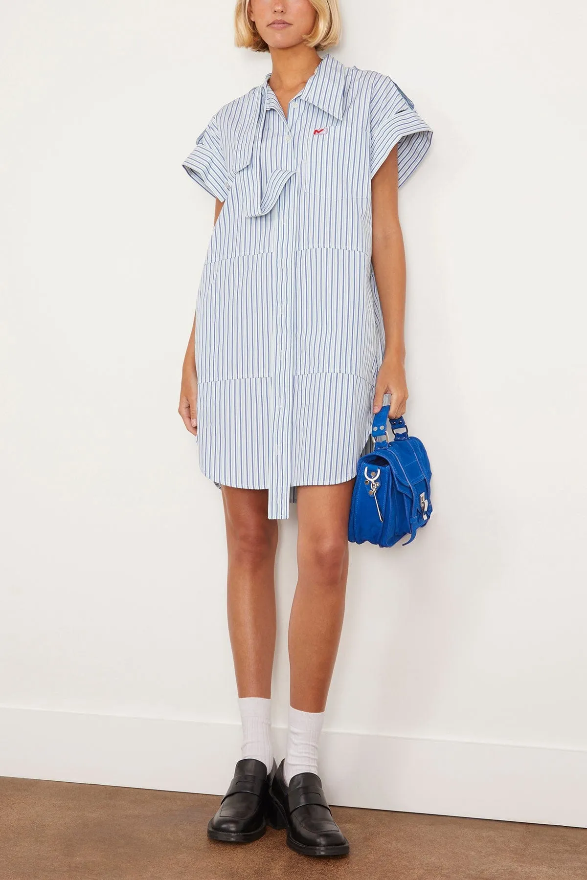 Deconstructed Shirt Dress in Blue/Aqua