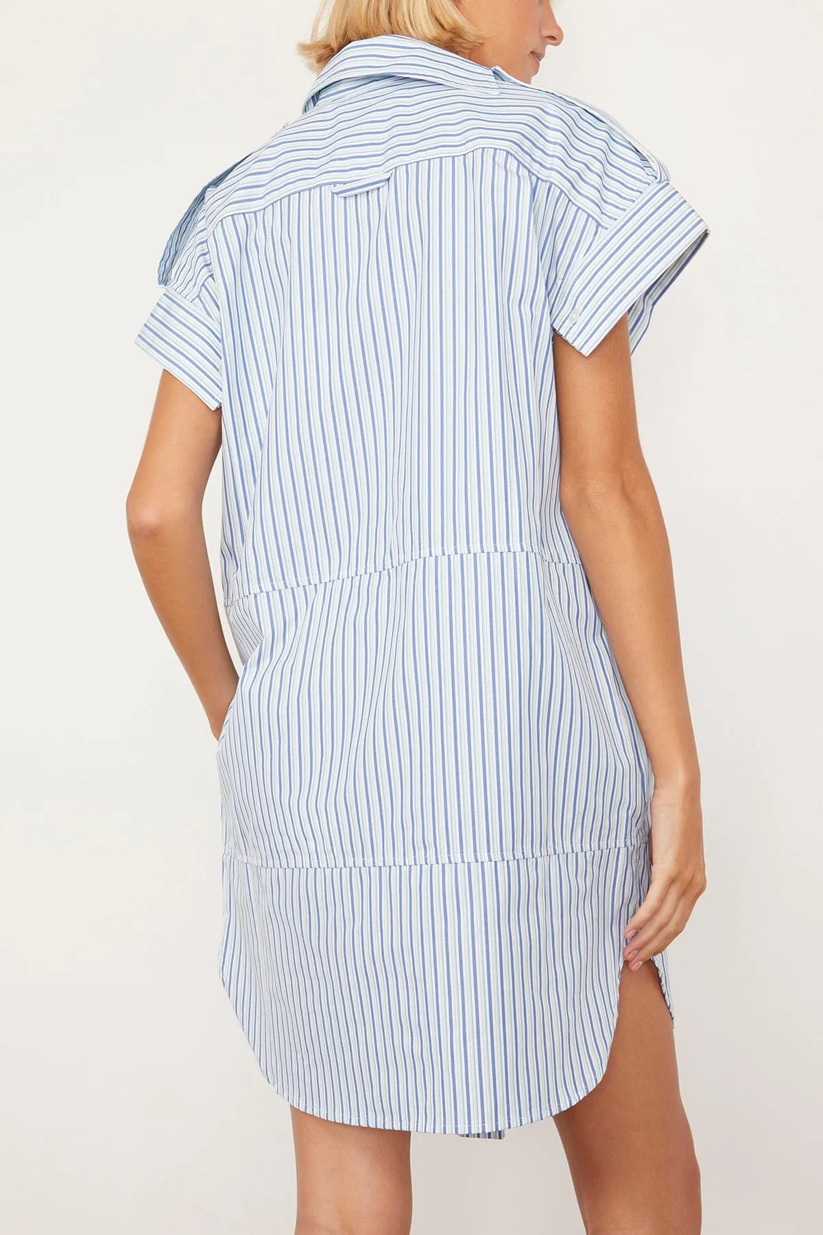 Deconstructed Shirt Dress in Blue/Aqua