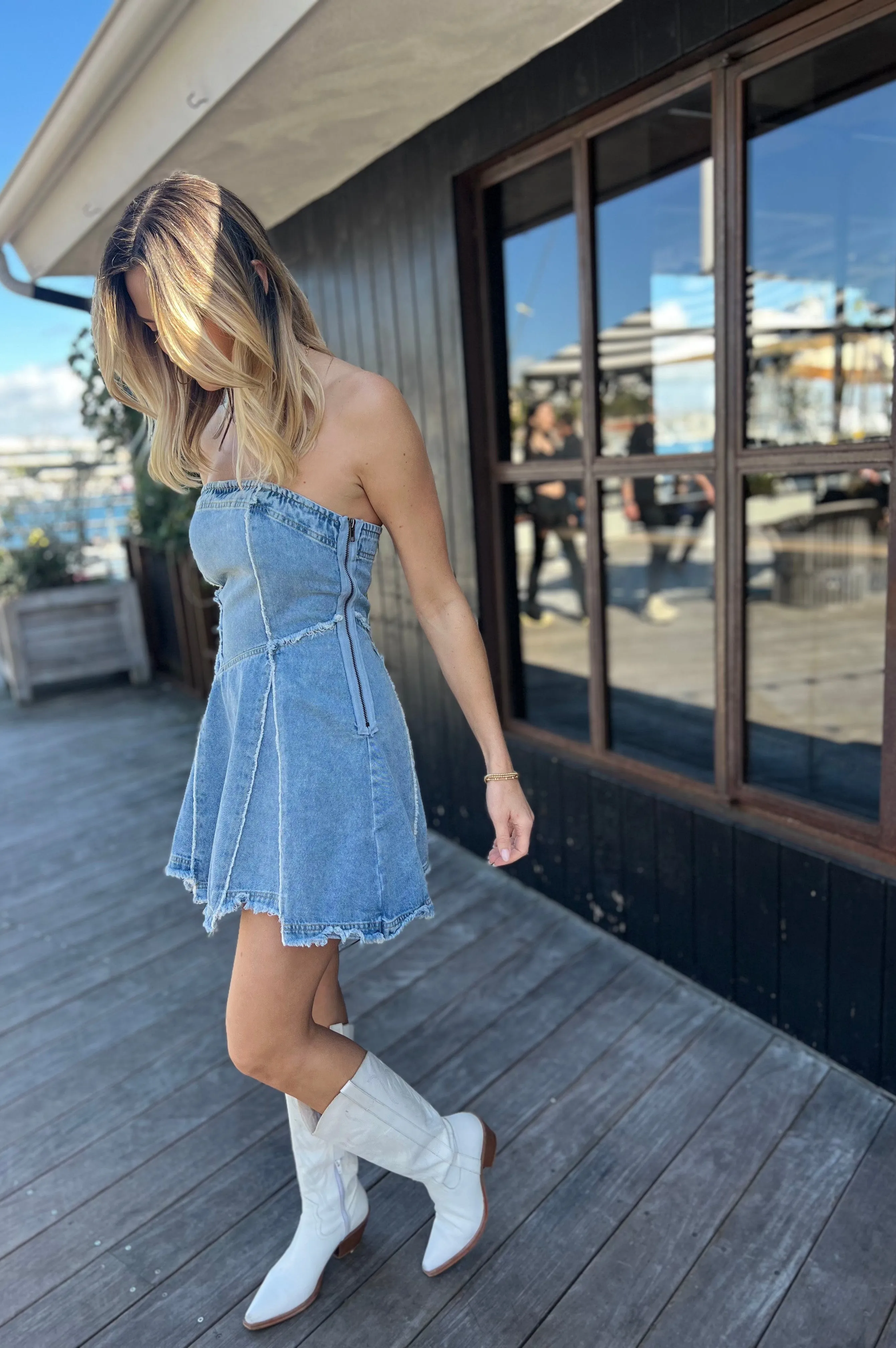 Denim Mini Tube Dress Medium Denim