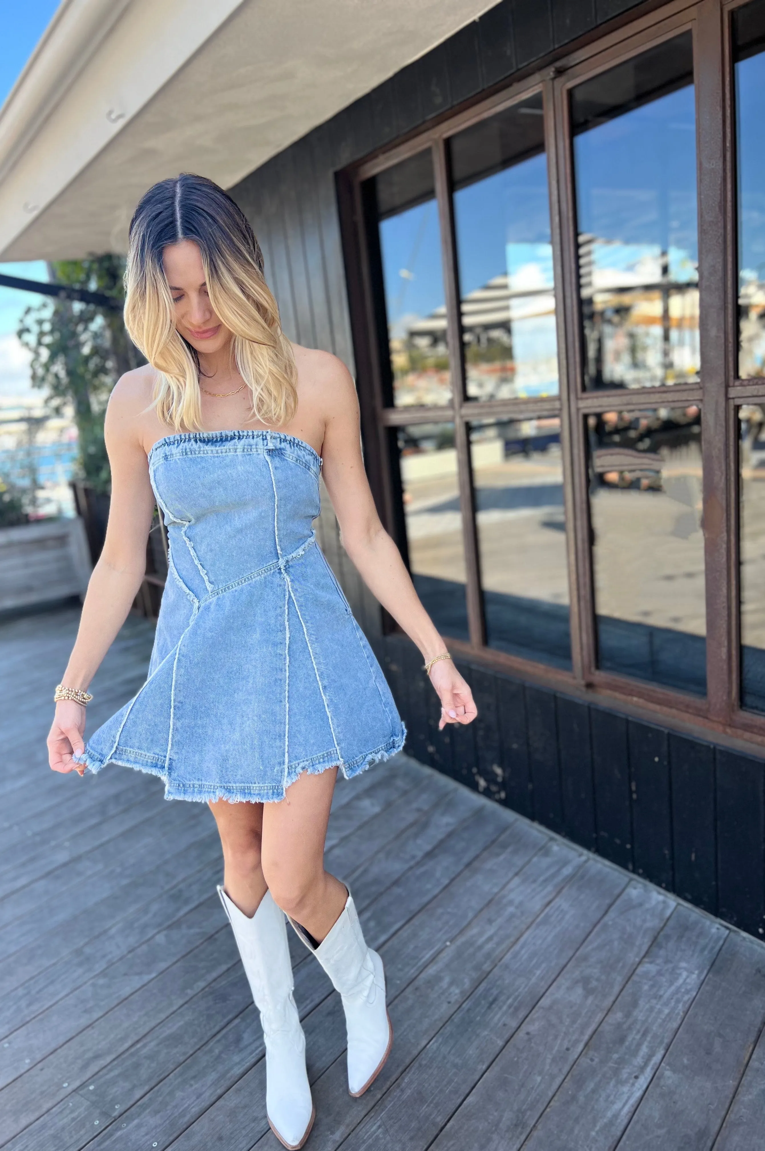 Denim Mini Tube Dress Medium Denim