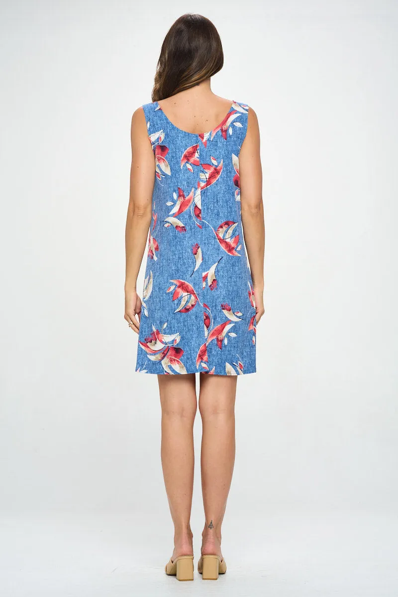 Denim Print  Missy Tank Dress Sleeveless Prints - 7003HT-TRP1-W398