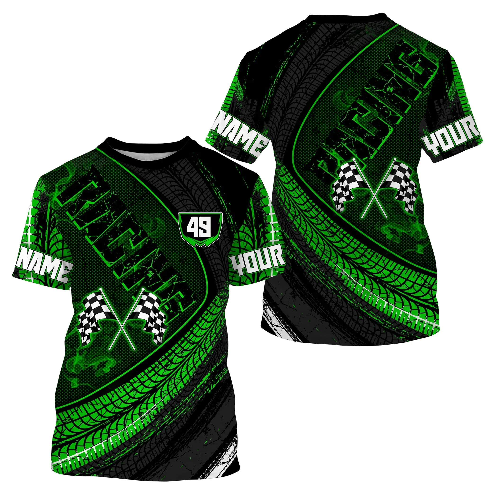 Dirtbike Racing 3D Long Sleeve Personalized Motocross Off-road Riders Tire Track Green Riding Jersey