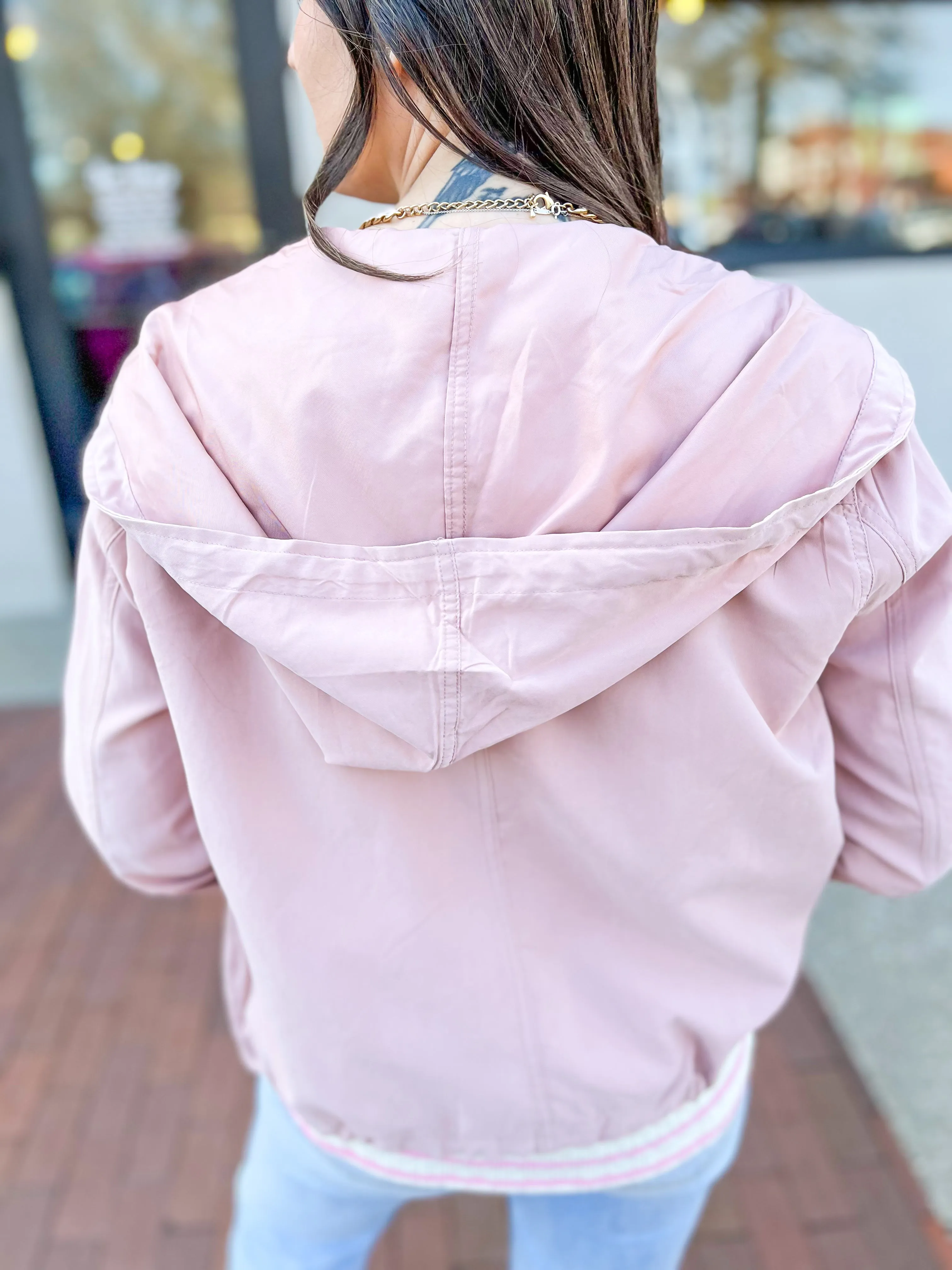 Dusty Pink Hooded Light Jacket