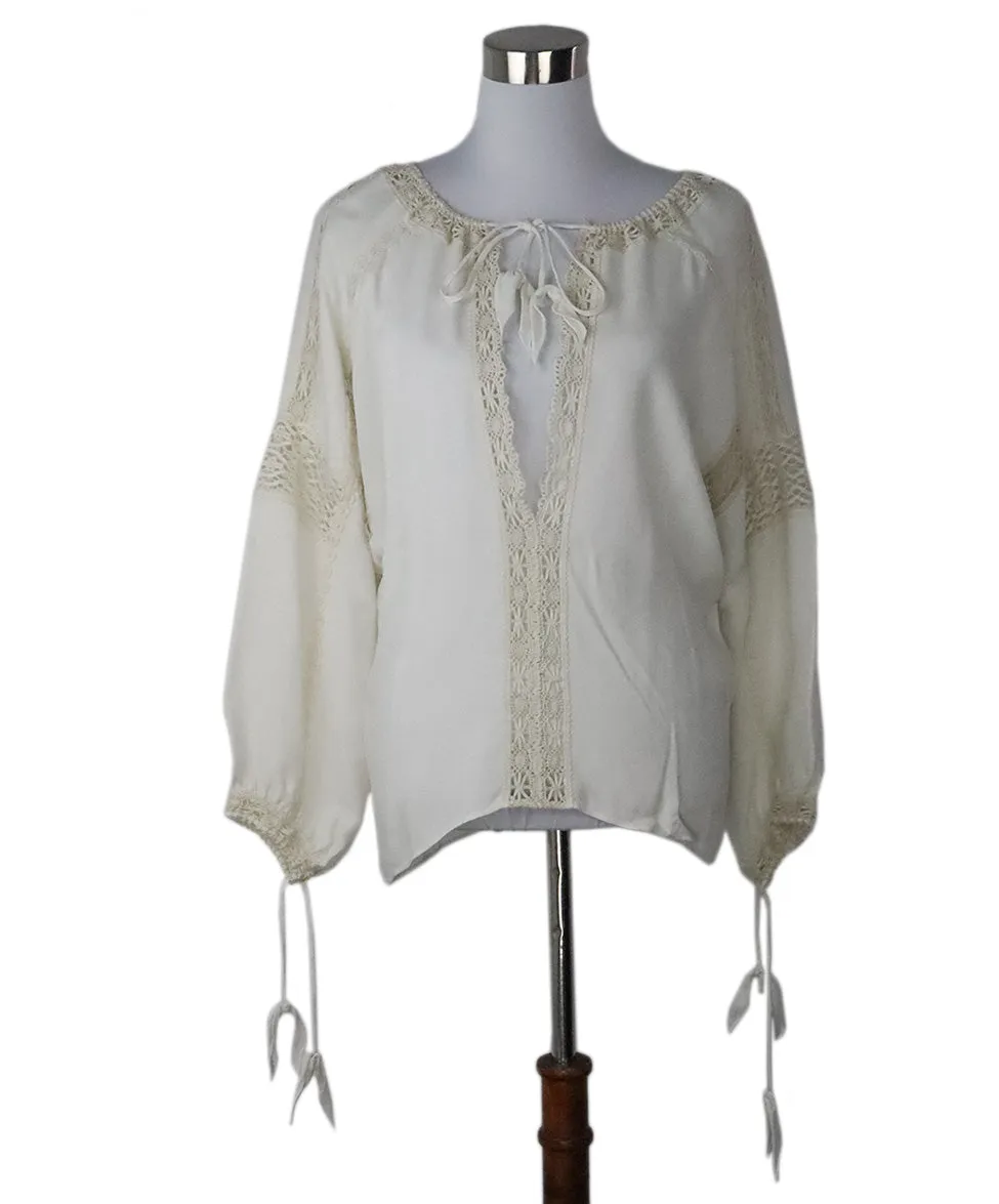 Etro Ivory Blouse w/ Crochet Trim sz 2