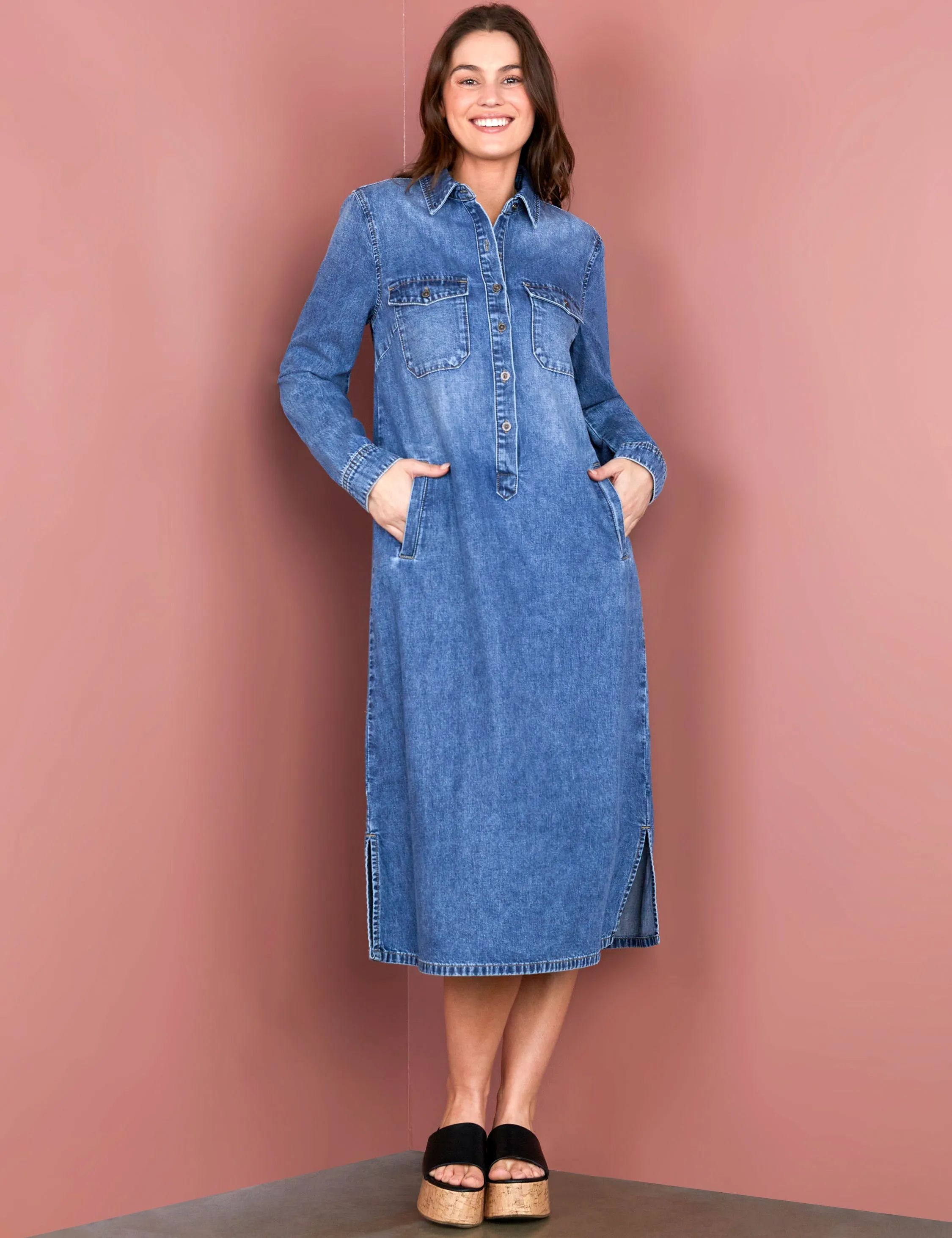 Fab Maxi Denim Shirtdress