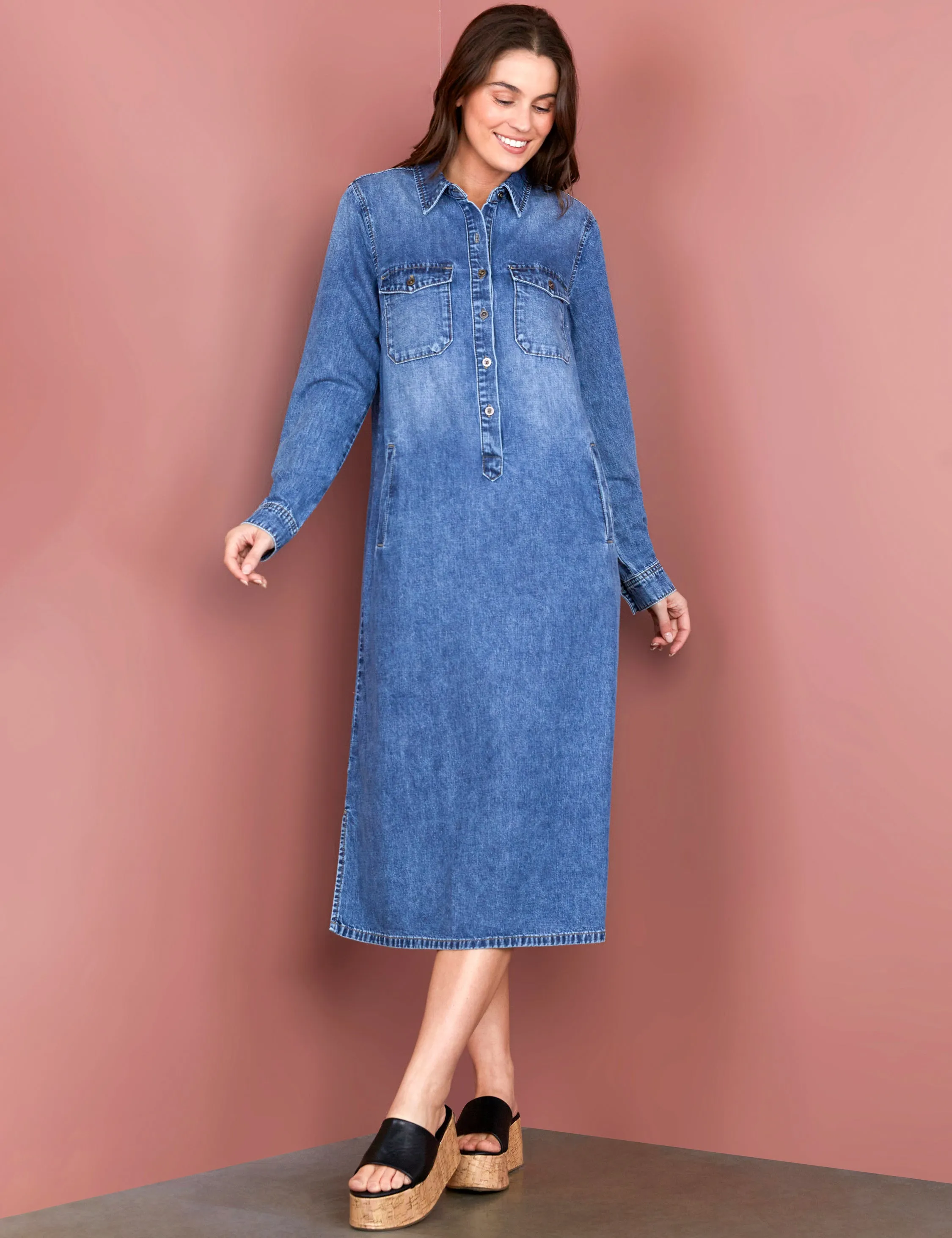 Fab Maxi Denim Shirtdress