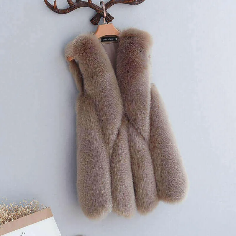 Faux Fur Sleeveless Vest Jacket Autumn Winter Elegant Fashion Vest