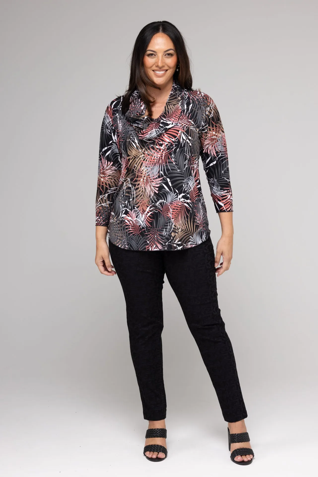 Flamingo Print 3/4 Sleeve Jersey Top