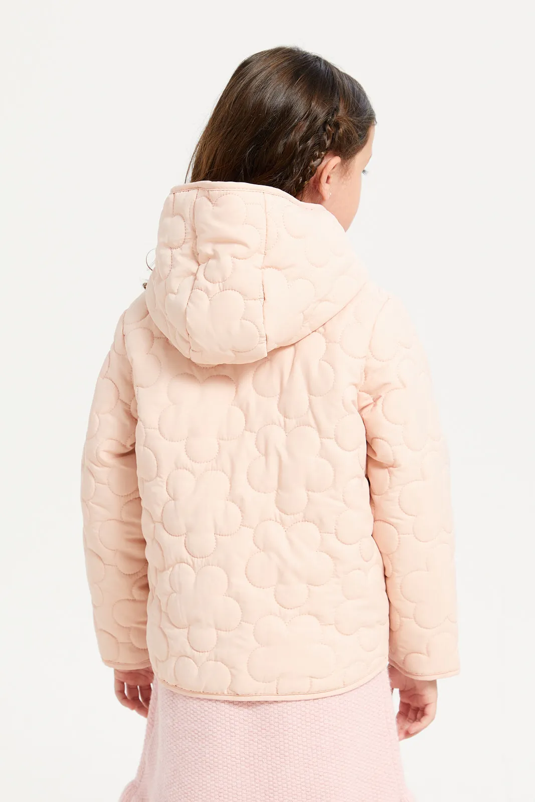 Girls Pink Embossed Jacket