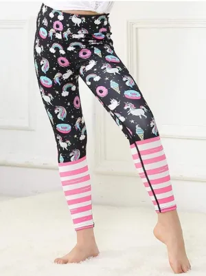 Girls Striped Unicorn Leggings (11 Style Options)