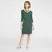 Green V-Neck Daisy Print Dress