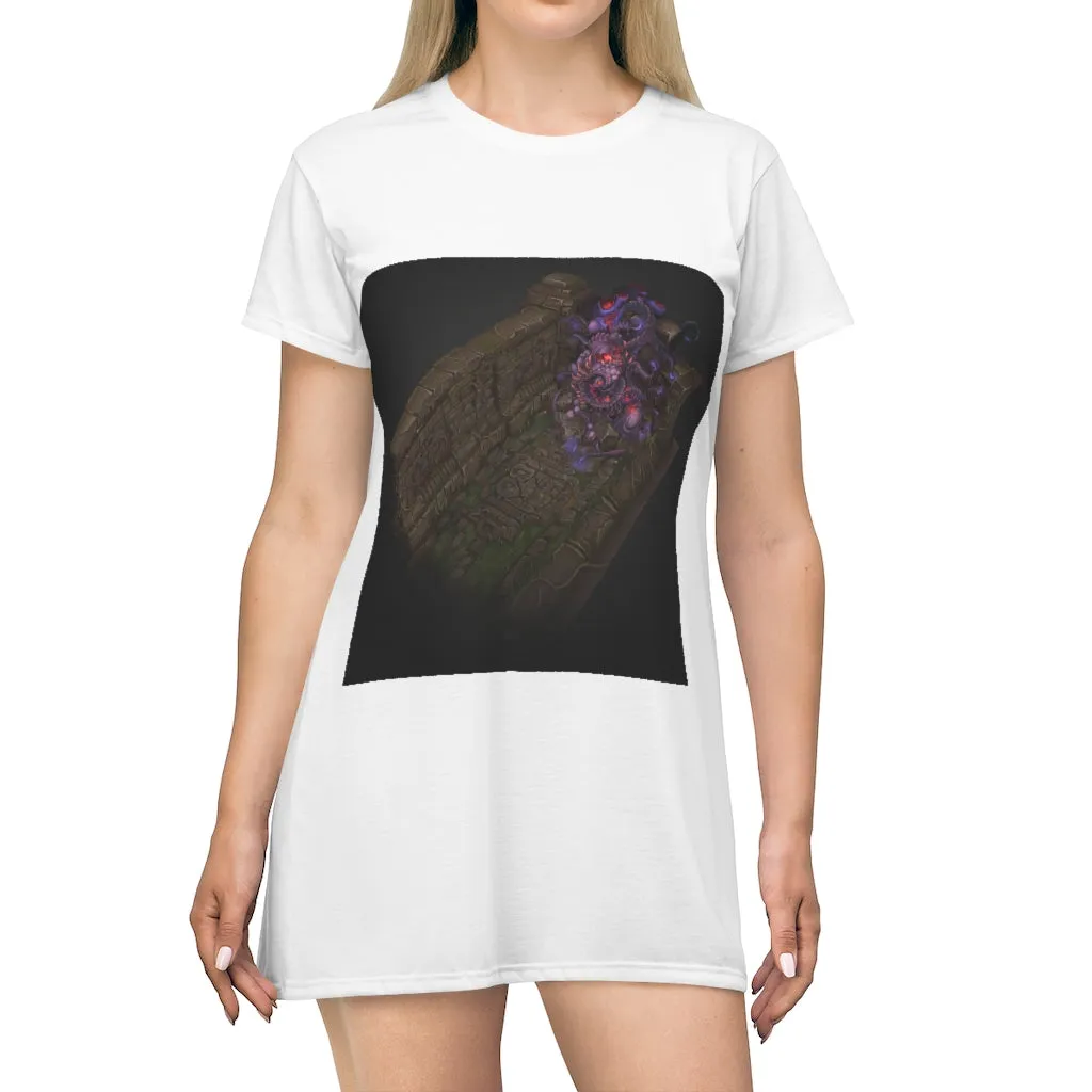 Hand-Painted Dungeon All Over Print T-Shirt Dress