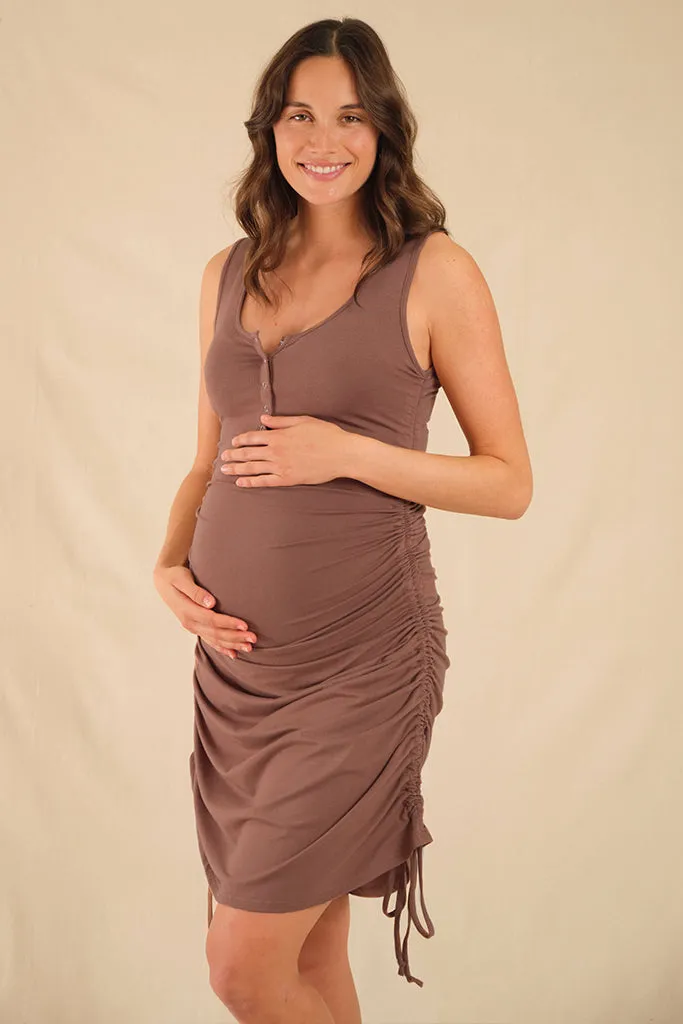 Henley Tank Maternity Dress - Mousse