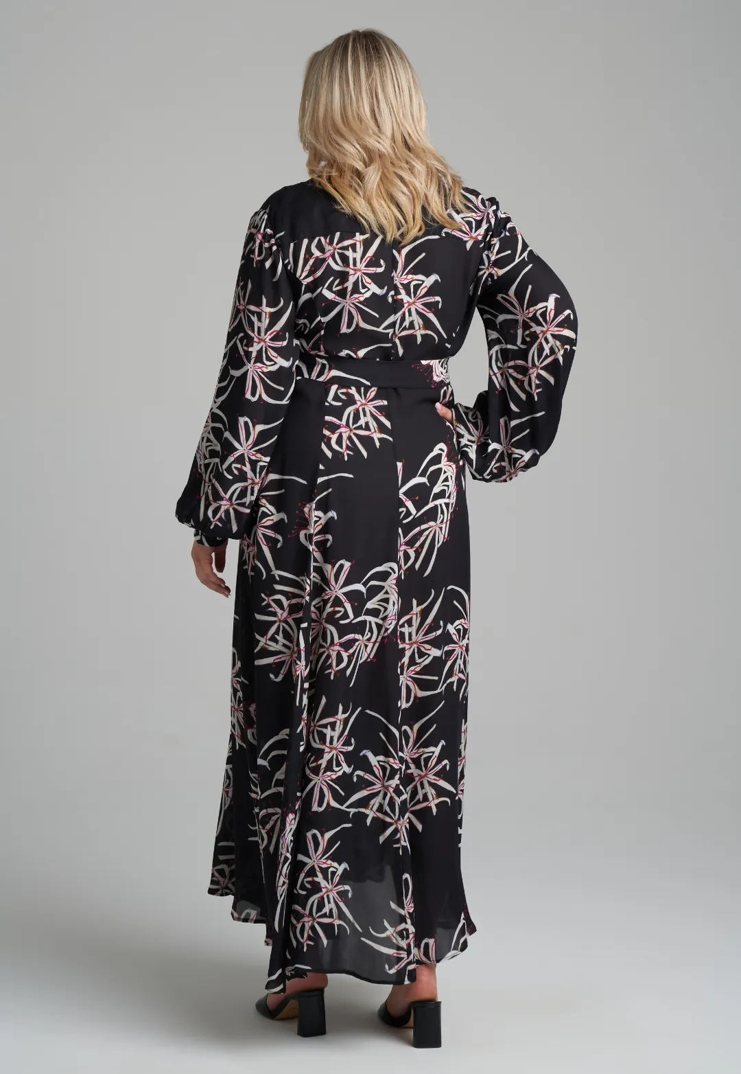 Holly Silk Shirtdress in Black Spider Lily